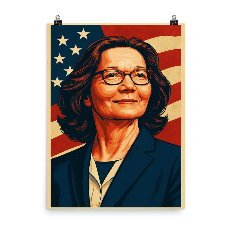 Gina Haspel poster on a plain backdrop in size 8