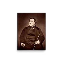 Gioacchino Rossini poster on a plain backdrop in size 12"x16".