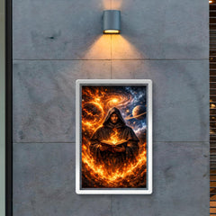 Giordano Bruno amid cosmic worlds and flames poster 2