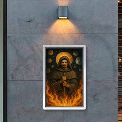 Giordano Bruno amid infinite worlds and stake fire poster 2
