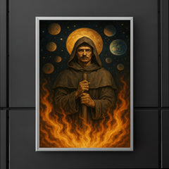 Giordano Bruno amid infinite worlds and stake fire poster 5