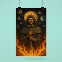 Giordano Bruno amid infinite worlds and stake fire poster 6