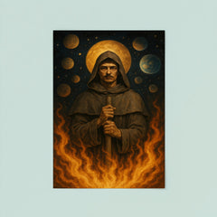 Giordano Bruno amid infinite worlds and stake fire poster 8