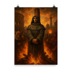 Giordano Bruno before the Roman pyre poster on a plain backdrop in size 8"x10".