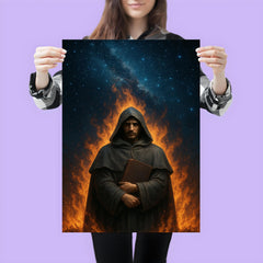 Giordano Bruno beneath a star filled pyre sky poster 3