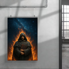 Giordano Bruno beneath a star filled pyre sky poster 4