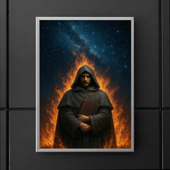 Giordano Bruno beneath a star filled pyre sky poster 5
