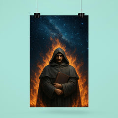 Giordano Bruno beneath a star filled pyre sky poster 6