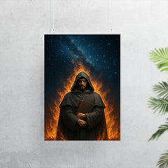 Giordano Bruno beneath a star filled pyre sky poster 7
