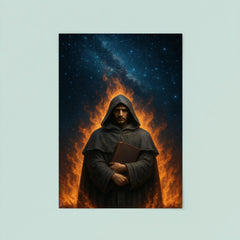 Giordano Bruno beneath a star filled pyre sky poster 8
