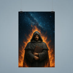 Giordano Bruno beneath a star filled pyre sky poster 9