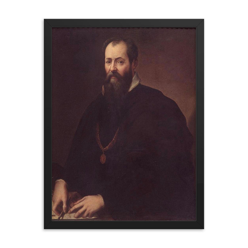 Giorgio Vasari framed print on a plain backdrop in size 18