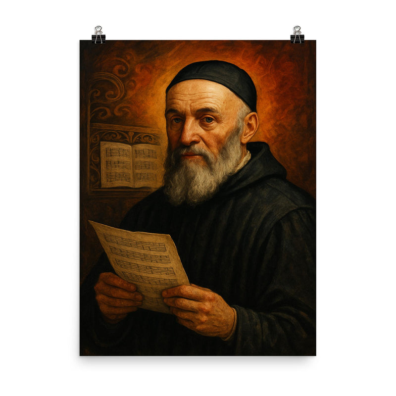 Gioseffo Zarlino poster on a plain backdrop in size 8