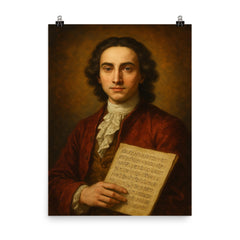 Giovanni Battista Pergolesi poster on a plain backdrop in size 8"x10".