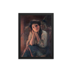 Girl and a Witch by Beatrice Offor, 1864–1920 framed print on a plain backdrop in size 12"x16".