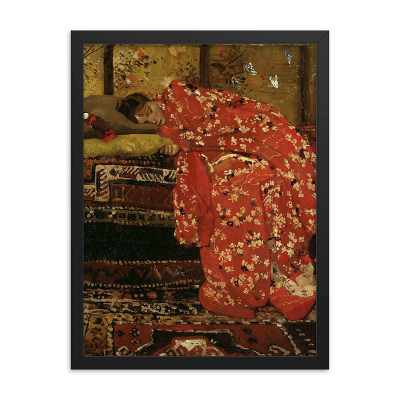 Girl in a Red Kimono by George Hendrik Breitner, 1893-95 framed print on a plain backdrop in size 18