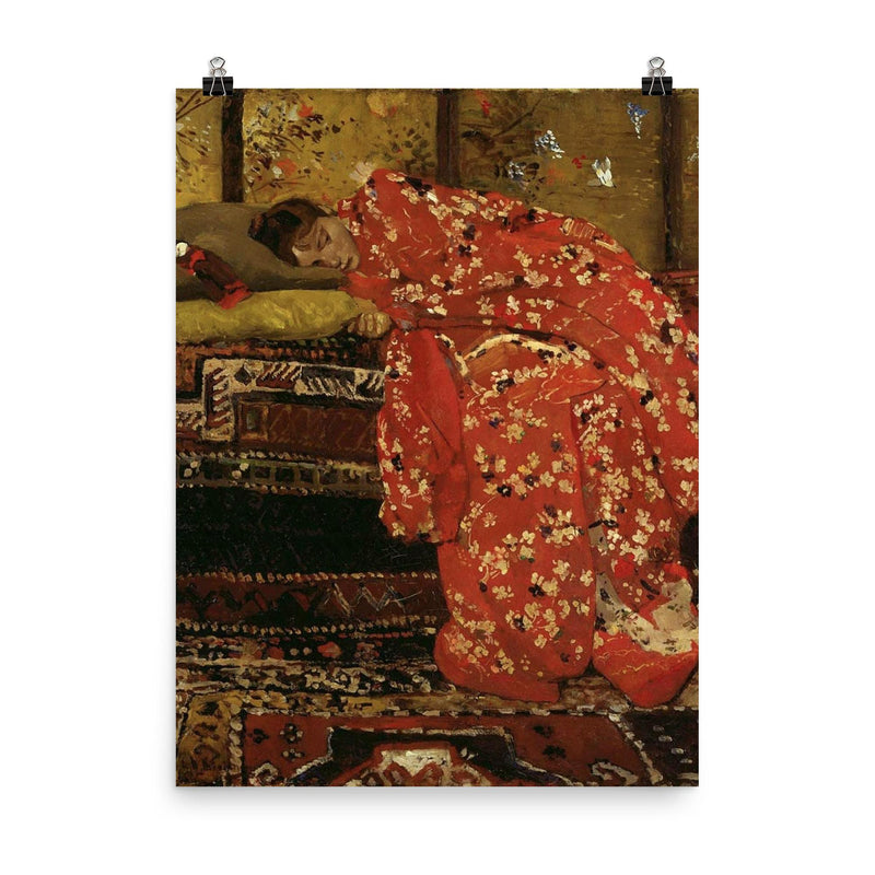 Girl in a Red Kimono by George Hendrik Breitner, 1893-95 poster on a plain backdrop in size 8