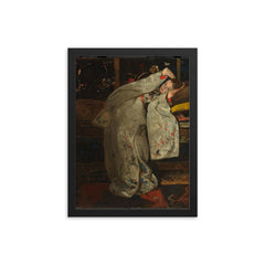 Girl in a White Kimono by George Hendrik Breitner framed print on a plain backdrop in size 12"x16".