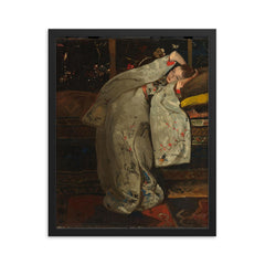 Girl in a White Kimono by George Hendrik Breitner framed print on a plain backdrop in size 16"x20".
