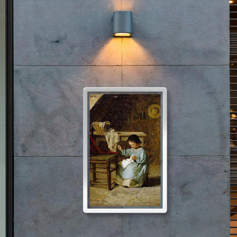 Girl Sewing by Adolf von Becker poster 2