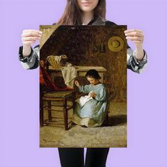 Girl Sewing by Adolf von Becker poster 3