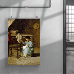 Girl Sewing by Adolf von Becker poster 4