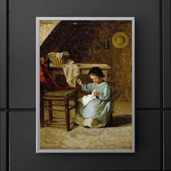 Girl Sewing by Adolf von Becker poster 5