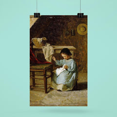 Girl Sewing by Adolf von Becker poster 6
