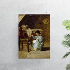 Girl Sewing by Adolf von Becker poster 7