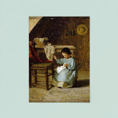 Girl Sewing by Adolf von Becker poster 8