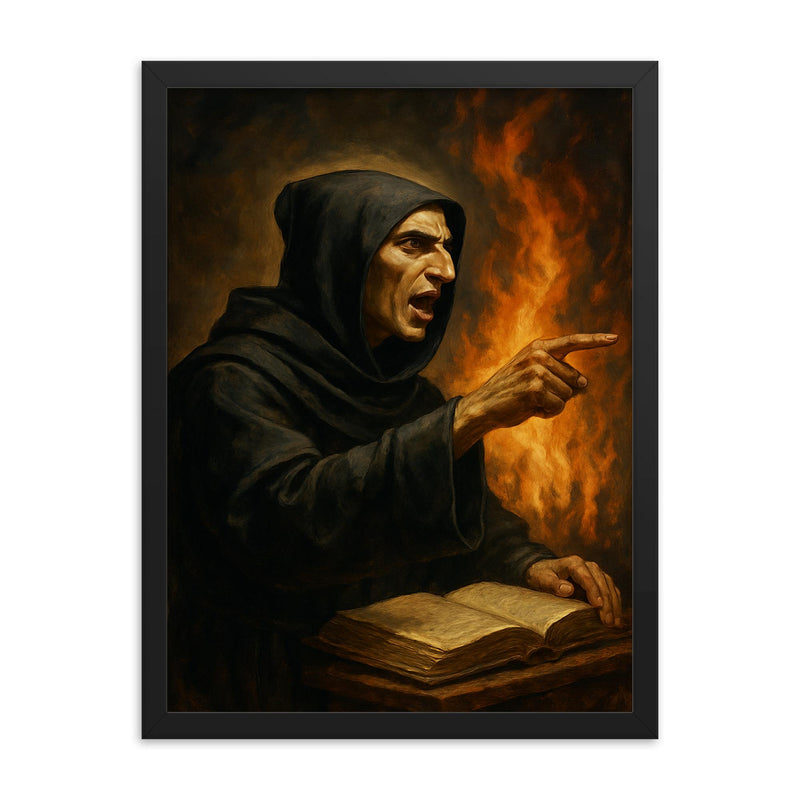 Girolamo Savonarola framed print on a plain backdrop in size 18