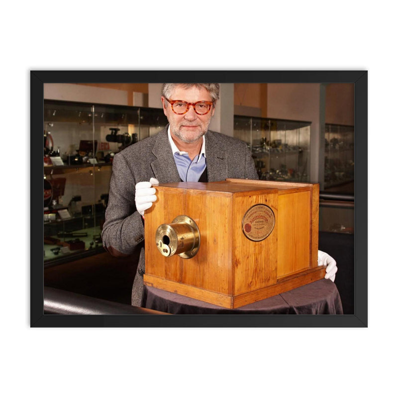 Giroux Daguerreotype Camera - World's Oldest Commercially Produced Camera framed print on a plain backdrop in size 18