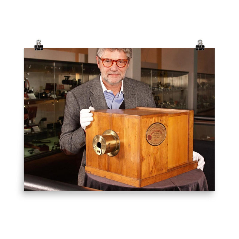 Giroux Daguerreotype Camera - World's Oldest Commercially Produced Camera poster on a plain backdrop in size 8