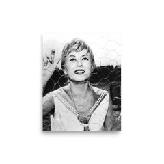 Giulietta Masina poster on a plain backdrop in size 8"x10".