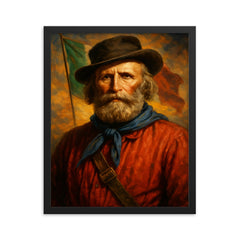 Giuseppe Garibaldi framed print on a plain backdrop in size 16"x20".
