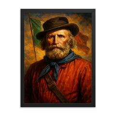 Giuseppe Garibaldi framed print on a plain backdrop in size 18"x24".