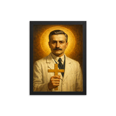 Giuseppe Moscati framed print on a plain backdrop in size 12"x16".