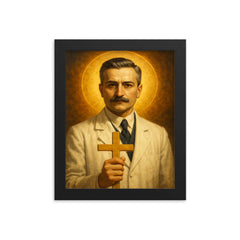 Giuseppe Moscati framed print on a plain backdrop in size 8"x10".