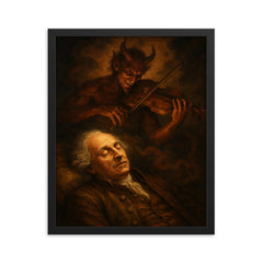 Giuseppe Tartini dreaming the Devil's Trill framed print on a plain backdrop in size 16"x20".