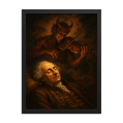 Giuseppe Tartini dreaming the Devil's Trill framed print on a plain backdrop in size 18"x24".