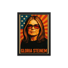 Gloria Steinem framed print on a plain backdrop in size 12"x16".