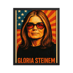 Gloria Steinem framed print on a plain backdrop in size 16"x20".