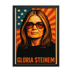 Gloria Steinem framed print on a plain backdrop in size 18"x24".