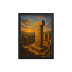 Göbekli Tepe Turkey framed print on a plain backdrop in size 12"x16".