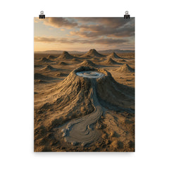 Gobustan Mud Volcanoes Azerbaijan poster on a plain backdrop in size 8"x10".