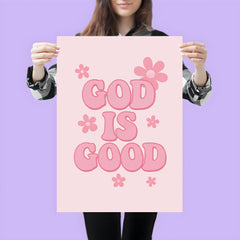 God is good chic pink preppy aesthetic poster 3