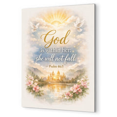 God is within her she will not fall Psalm 465 metal print mockup