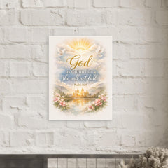 God is within her she will not fall Psalm 465 metal print mockup