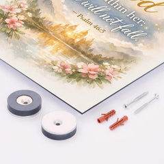 God is within her she will not fall Psalm 465 metal print mockup