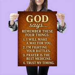 God says remember these 4 things - motivational inspiring Christian life advice poster 3